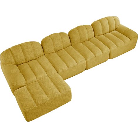 4-Sitzer-Modulsofa mit 1 Hocker, gelber Stoff, 32D-Schaum MODENUIT (1/5)