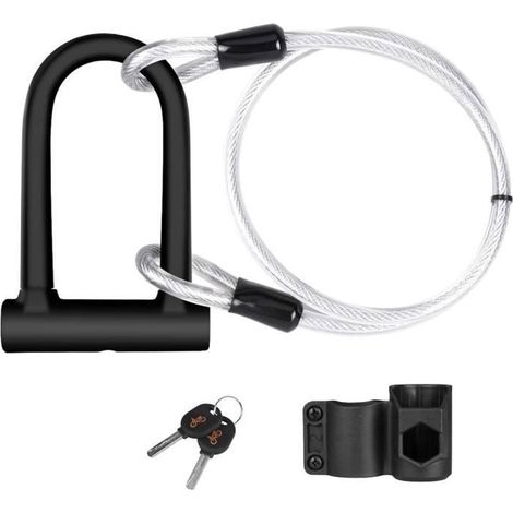 Antivol Vélo en U - Acier - 16 mm - 1,2 m Câble - Support de Fixation (1/4)