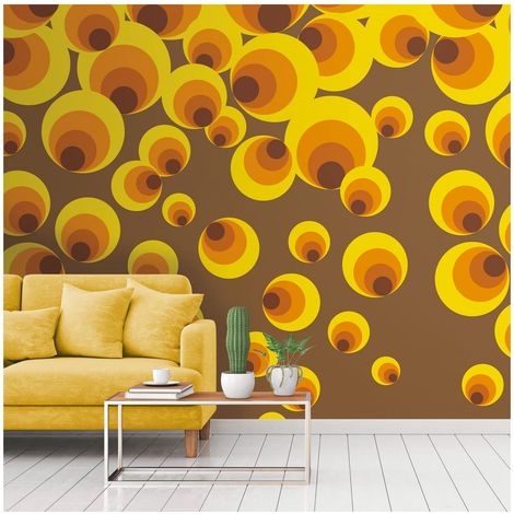 Sfondo fotografico Profhome 392581 Carta da parati TNT goffrata a caldo liscia in stile retrò opaca giallo arancione marrone 1,59 m x 2,8 m (1/5)