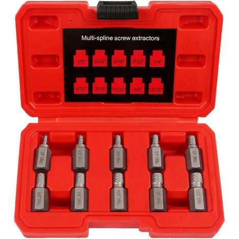 Set mit 10 Linksgewinde-Spiralschraubenausdrehern für Elektrowerkzeuge (1/5)