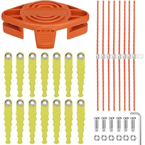 WA0004 WA0010 Sense Trimmer Impact Blade kompatibel mit Worx 20V Akku-Rasentrimmern WG169E WG154E WG157E WG163E WG122 WG150 WG151 WG152 14 Ersatzklingen mit 8 zusätzlichen Fäden (1/5)