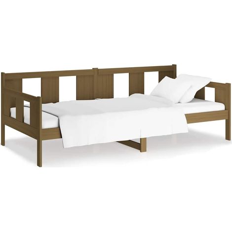 Maison Exclusive - Sofá cama de madera maciza de pino marrón miel