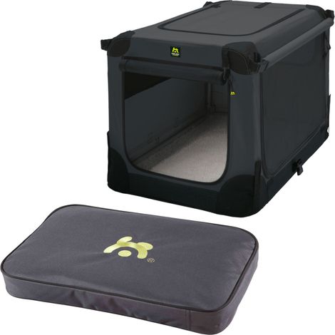 Maelson Soft Kennel anthrazit 52cm + Lounge Mat - Transportbox mit Matratze für Hunde