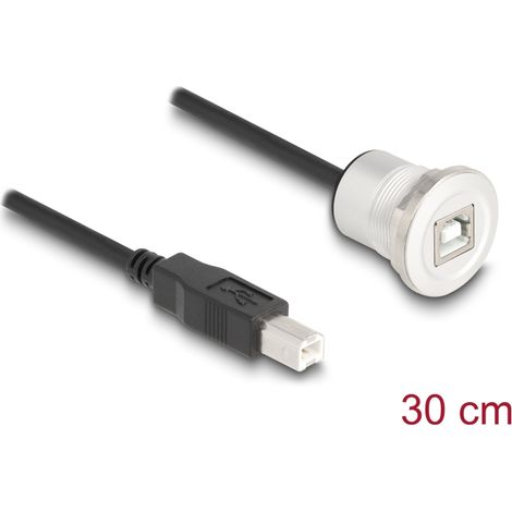 Delock USB 2.0 Tipo-B hembra empotrable con conector de cable de 30 cm de aluminio