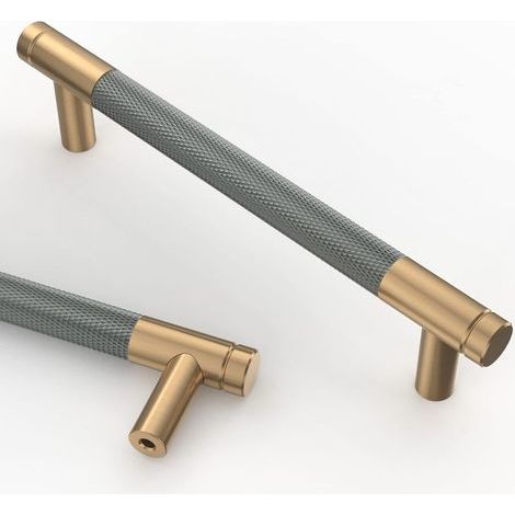 10 Pièces Poignee de Meuble Cuisine Grisdoré 128mm Alliage de Or Poignées Meubles avec Vis, pour Bureaux, Tiroirs, Armoires, Placard (1/5)