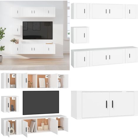 7-tlg. TV-Schrank-Set Weiß Holzwerkstoff - TV-Schrank Set - TV-Schrank Holz (1/5)