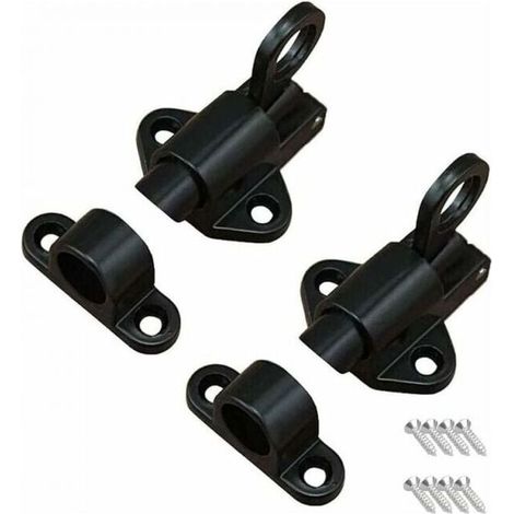 Piece of black door latch, spring latch, door catch, with 8 screws, suitable for doors and windows, wooden doors, bathroom doors, cabinets, wardrobe (1/4)