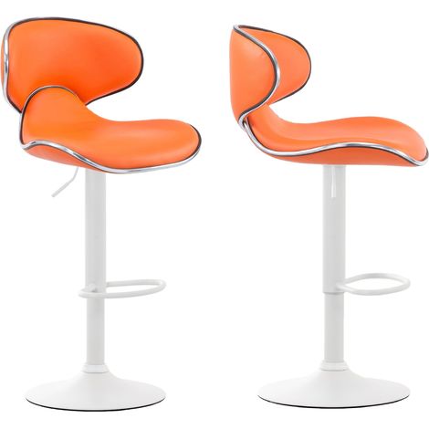 Set di 2 sgabelli da bar dal design contemporaneo con gambe in metallo bianco opaco e seduta in sintetico arancione 100000353