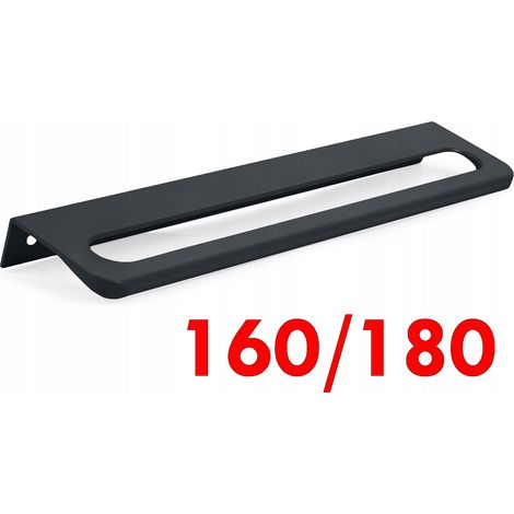 Möbelgriff mit schwarzer Kante, 160/180 mm, leicht und robust, für Schränke UA08 (1/5)