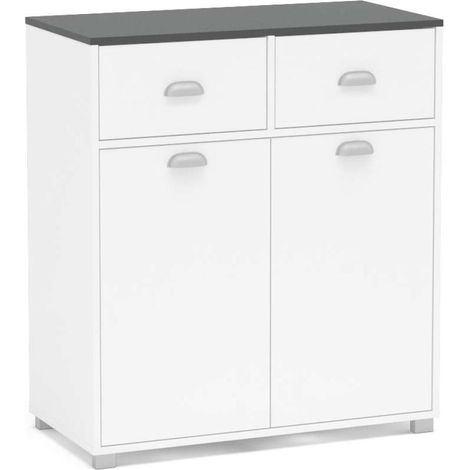 Mueble Buffet bajo 2 puertas y 2 cajones acabado blanco, 90cm (alto) x80cm (ancho) x 40cm (fondo). (1/5)