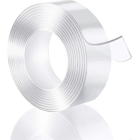 Ruban adhésif double face extra résistant de 3 cm, ruban nano sans tringle de 10 m, lavable et réutilisable. (1/5)