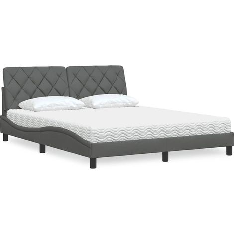 Bett mit Matratze Dunkelgrau 160x200 cm Stoff