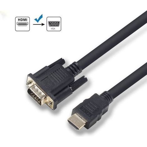 Câble HDMI vers VGA, Zamus 1,8 M Convertisseur HDMI VGA (mâle à mâle) Unidirectionnel Adaptateur Écran PC Noir (1/4)