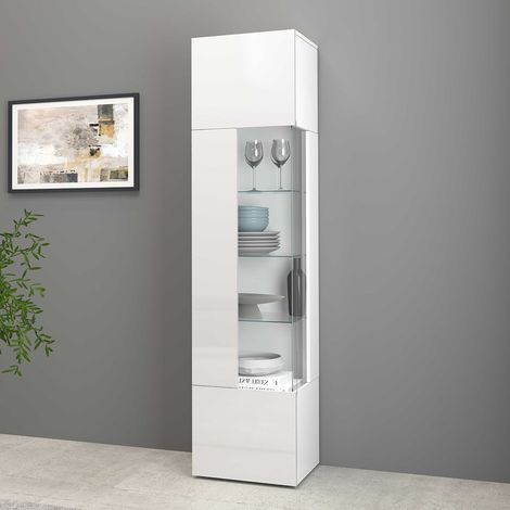 Vitrine moderne 45 cm blanc brillant Keops (1/5)