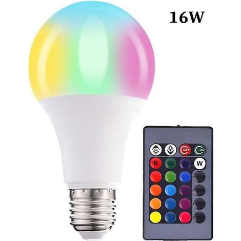 Ampoules LED colorées, ampoules LED RGBW à intensité variable E27 avec télécommande, éclairage d'ambiance, fonction mémoire et minuterie, 7 niveaux de luminosité pour la maison (LGL)-AquaForge (1/5)