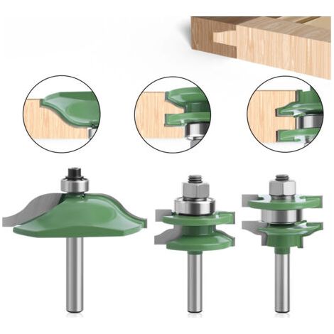 RHG Ensemble de 3 couteaux pour panneaux de porte, manche de 8 mm, pour mortaise, travail du bois, mortaises et rainures, rails d'armoires, onglets (vert) (1/4)