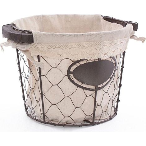 Cesto a rete in metallo con fodera, Ø19H15 cm (kit da 5) (1/2)