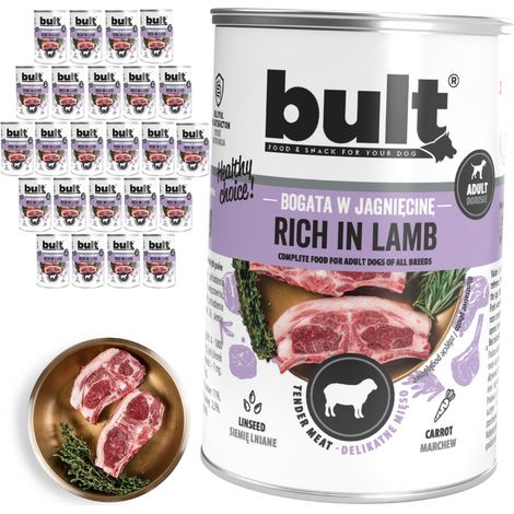 Alimento húmedo para perros BULT sabor cordero, lata de 24 x 400 g (1/2)