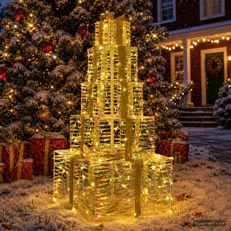 Pacchi regalo di Natale impilabili con LED 250 LED Bianco caldo vidaXL (1/5)