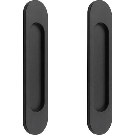 2 poignées de porte coulissantes ovales auto-adhésives en alliage d'aluminium noir mat sans perforation pour portes coulissantes, fenêtres d'armoires148cm