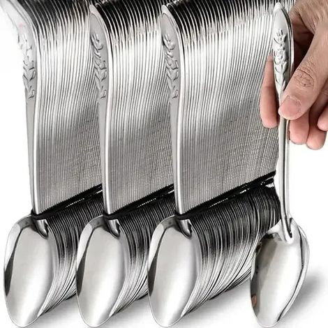 Set mit 20 Suppenlöffeln aus Edelstahl mit langen silbernen Griffen (1/5)