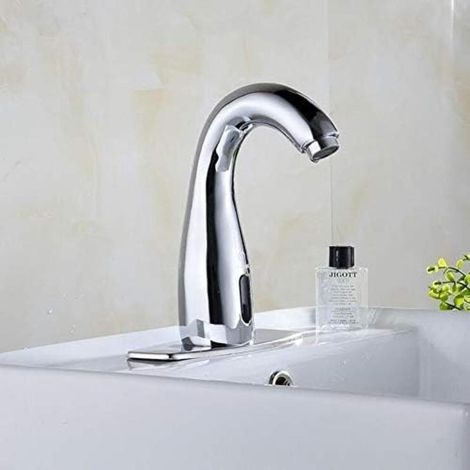 Brass bathroom sink faucet, automatic infrared, chrome, single hole (1/3)