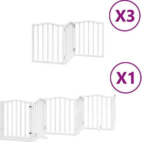Barrière pour chien porte pliable 15 panneaux bois de peuplier CFW98337 (1/5)