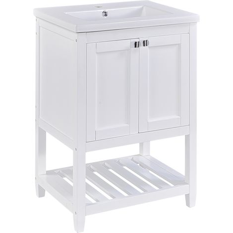 Mueble de baño con lavabo cerámico y armario 60 cm blanco HOMVRA (1/5)