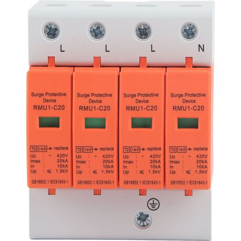 Parafoudre 4P sur rail DIN, protecteur d'ondes avec indicateur AC 420V RMU1‑C20 (1/5)
