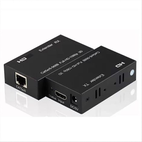 Répéteur réseau compatible 60 m avec ports RJ45 HD 1080p (CAT5e/CAT6) pour box TV et PC (prise UE) (1/5)