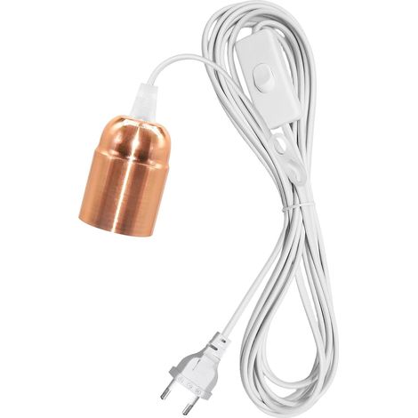Douille E27 avec Câble et Interrupteur 4.5M, Support de Lampe, Douille E27 avec Interrupteur, Suspension Luminaire avec Prise pour Salon Chambre, Accessoires pour Lampes DIY, Or Rose (1/5)