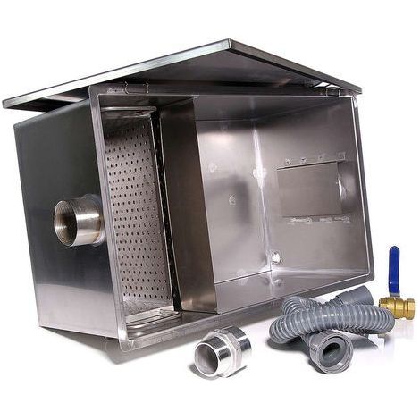 Separador de grasa Trampa de grasa Separador de aceite 40L de acero inoxidable Separador de aguas residuales separador de grasa (1/5)