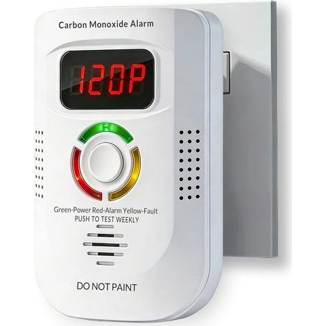 Detector portátil de monóxido de carbono y humo, modelo enchufable, con pantalla LED digital, alarma sonora y visual, funciona con pilas, ideal para el hogar, la cocina y el dormitorio. 1 unidad (pila (1/5)