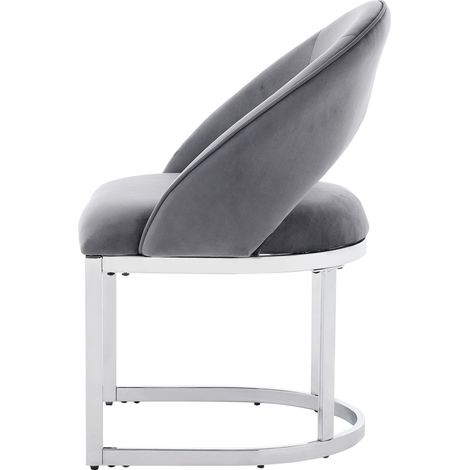 Lot de 2 chaises de salle à manger en velours gris avec pieds métalliques argentés, siège confortable pour restaurant et salon (1/5)