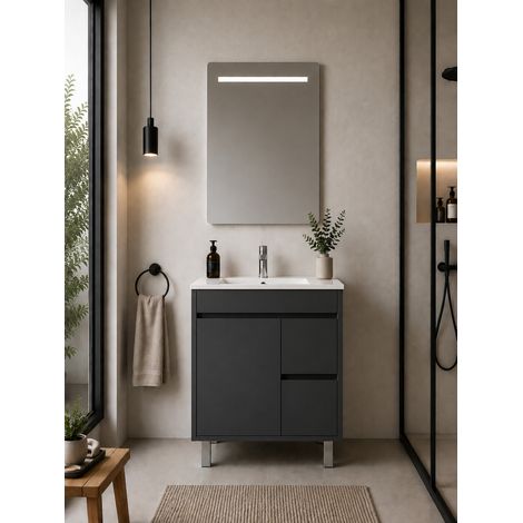Bathroom cabinet with basin ORIGENBATH ISQUIA without mirror 60x45 cm graphite (1/5)