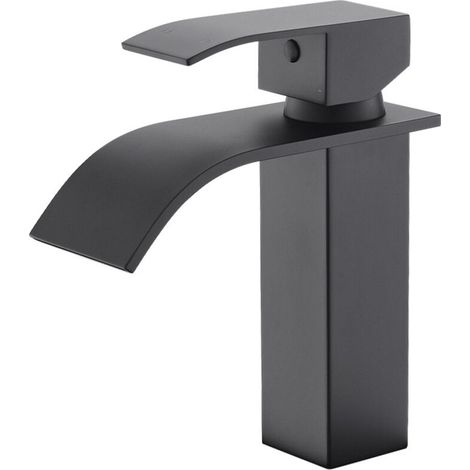 Robinet de salle de bain - Cascade - Mitigeur de lavabo - Acier inox chromé - Deux voies - Design moderne (1/4)
