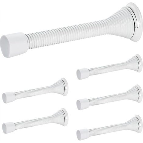Butées de porte, lot de 6, Blanc, à ressort, avec butée en caoutchouc, pour le bas de la porte (1/4)