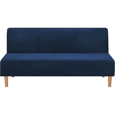 Armloser Schlafsofabezug, Stretch-Samt, dick, weich, bequem, für Schlafsofa, Klappsofa (Dicker marineblauer Samt)