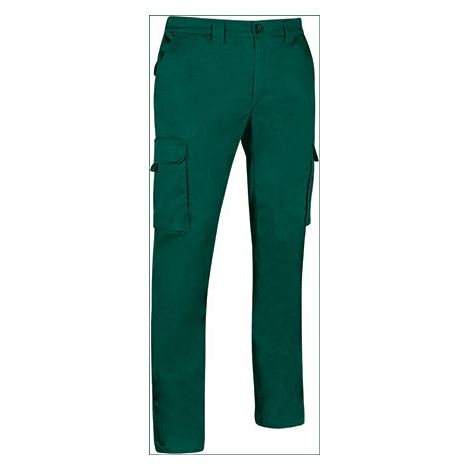 Pantalón de trabajo elástico multibolsillos, en colores neutros, en tejido sarga gruesa mono-elástica VALENTO CHESTNUT S Verde Botella