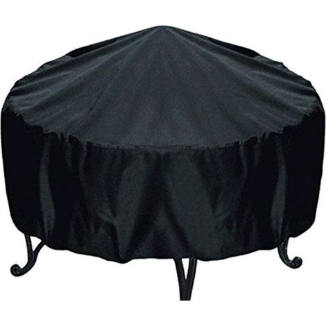 Housse ronde noire pour brasero, en fibre de polyester, résistante à la poussière et à l'eau, idéale pour protéger les braseros de poêle. Dimensions : 75 cm x 30 cm. (1/5)
