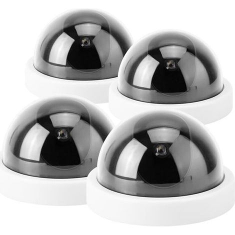 (Bianco) 4 telecamere dome analogiche, telecamere di sorveglianza di sicurezza fittizie con LED lampeggiante (Bianco) DQFRANCE