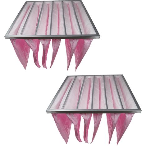 vhbw 2x Taschenfilter für Klima- und Lüftungsanlagen - Filter F7, 59,2 x 59,2 x 36 cm, Rosa