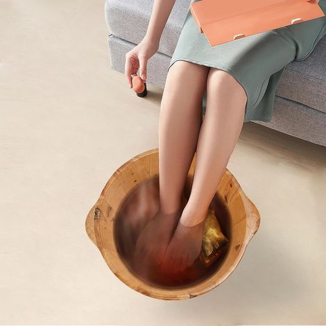 Baignoire à pied domestique en bois, réutilisable, pas facile à déformer ou à fissurer, 36,5 18cm
