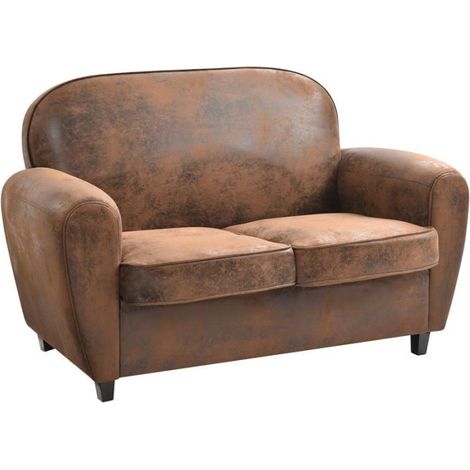 Canapé Club Vintage "Confortable" 139cm Marron (1/5)