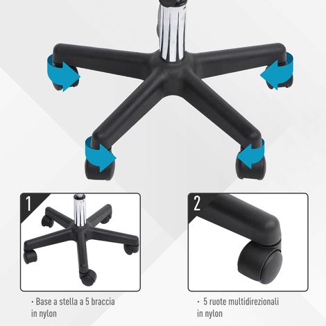 Tabouret pivotant réglable en hauteur pour salon, dossier noir en similicuir, assise tournante (1/5)