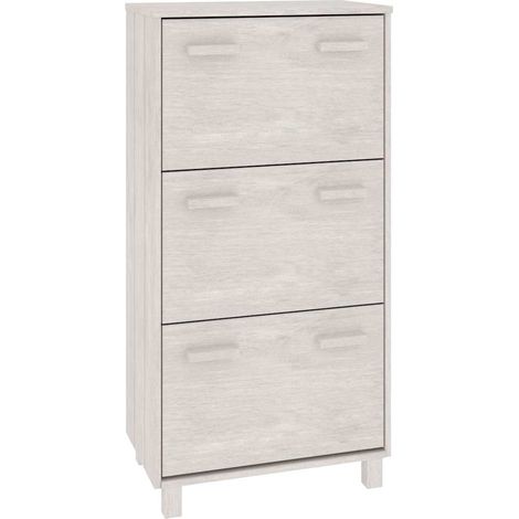 Scarpiera Mobile per scarpe HAMAR Bianca 59,5x35x117 cm in Legno Massello di Pino (1/5)