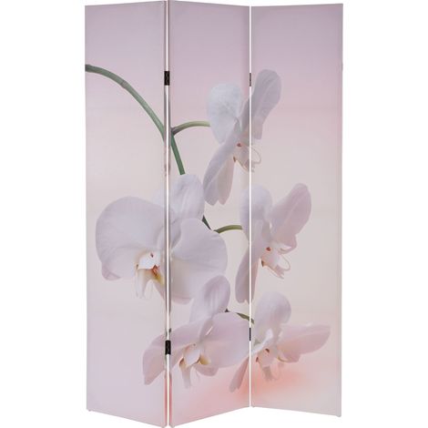 Paravent / cloison de séparation T233, 3 pans - motif orchidée 180x120cm (1/4)