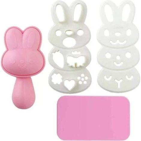 4pcs - Set Boule De Riz Moule Sushi Set Pattern Rabbit Cartoon Faire Kit Bento Accessoires De Riz Moule Cutter Seaweed DIY Cuisi572 (1/4)
