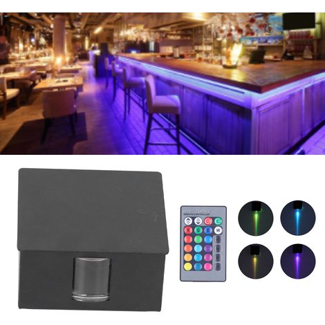 Applique murale carrée en fer forgé 3W avec télécommande RGB, style nordique moderne et minimaliste, idéale pour un salon, une villa, un hôtel, un karaoké ou un couloir. Lampe décorative. (1/5)