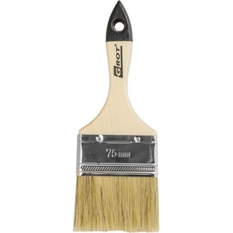 Pinceau Plat - 38 mm - Poils Naturels Clairs - Manche Bois Laqué - Pour Peinture Vernis Émulsion - 1 Pièce (1/2)